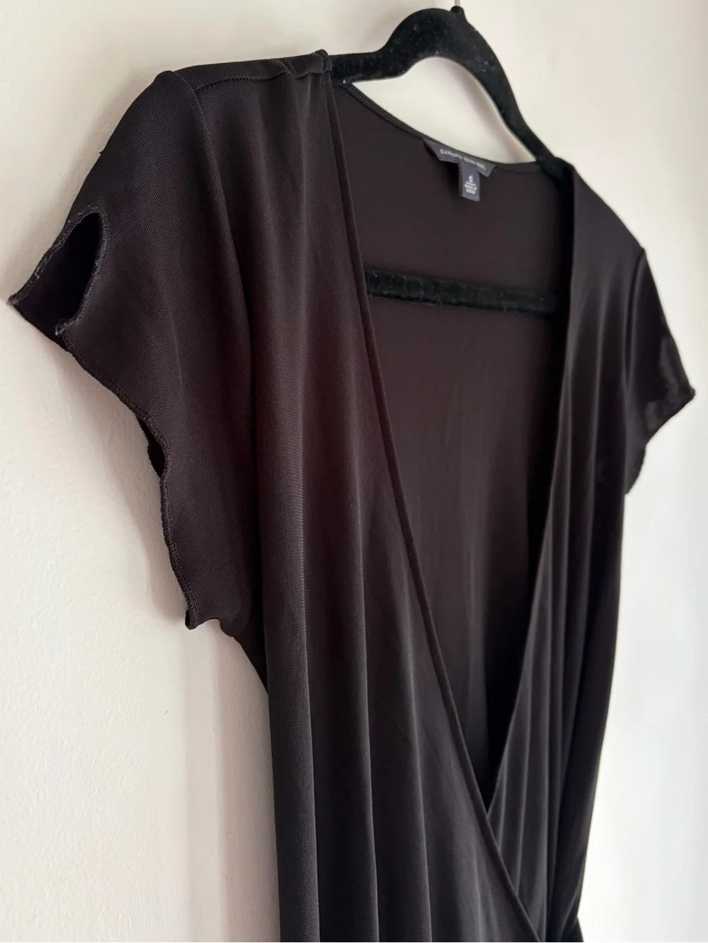 Banana Republic Black Short Sleeve Knit Wrap Dress Size S